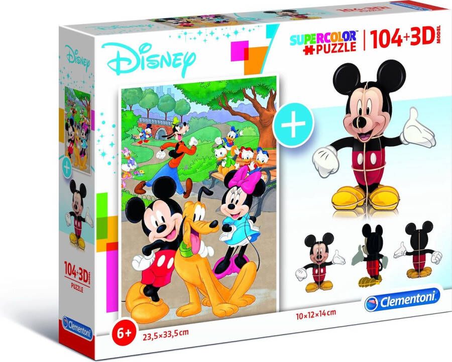 Clementoni 104-delige Legpuzzel + 3D-model Mickey Disney puzzels kinderen