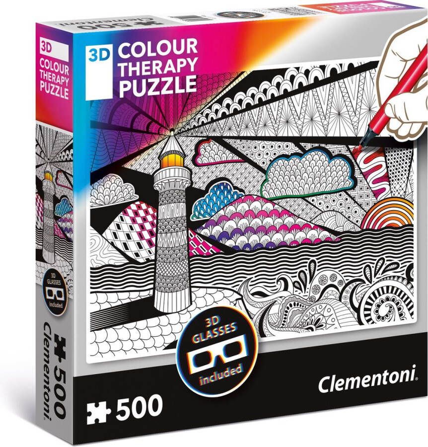 Clementoni 3D kleur therapie puzzel Lighth 500 stukjes