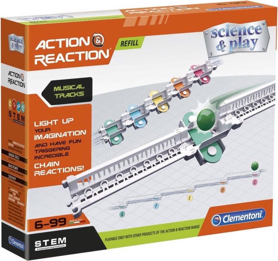 Clementoni Action & Reaction Sound Track uitbreidingsset constructiespeelgoed knikkerbaan