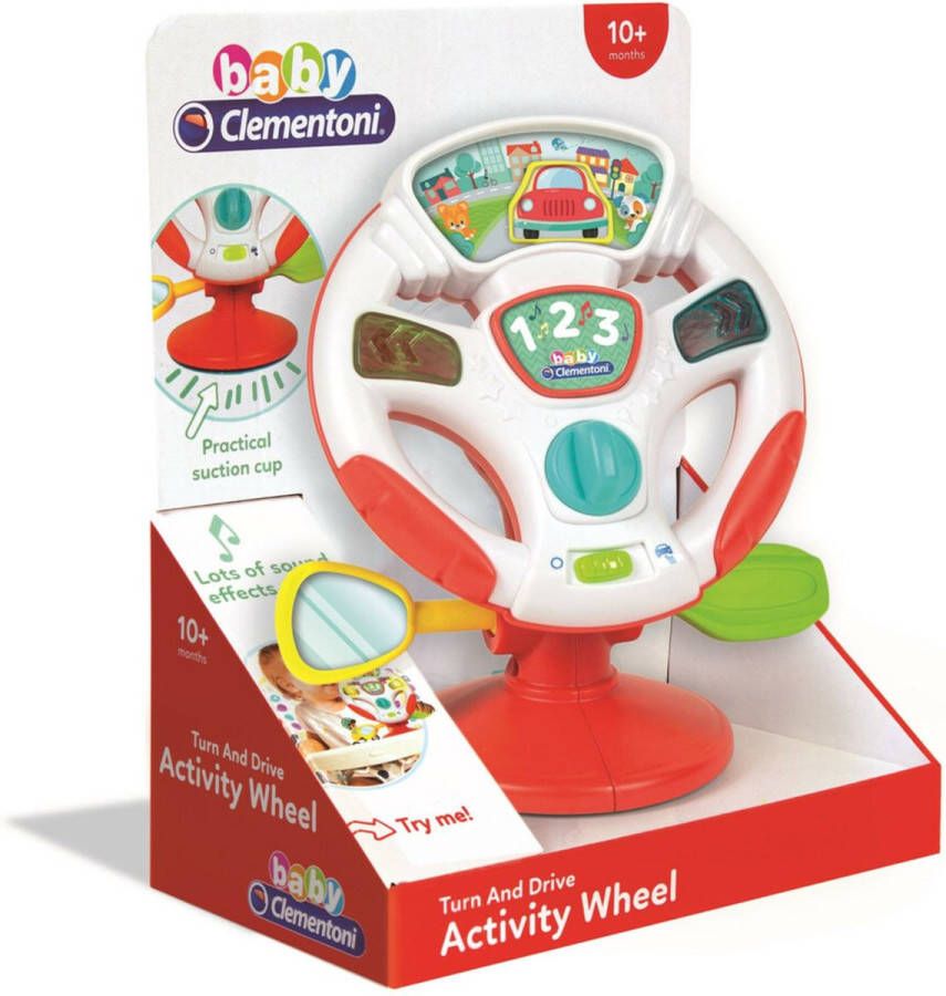 Clementoni Baby Activity Wheel Speelsgoed Stuur met Activiteiten Speelstuur voor op Tafel Met Geluid en Lampjes 1 Jaar