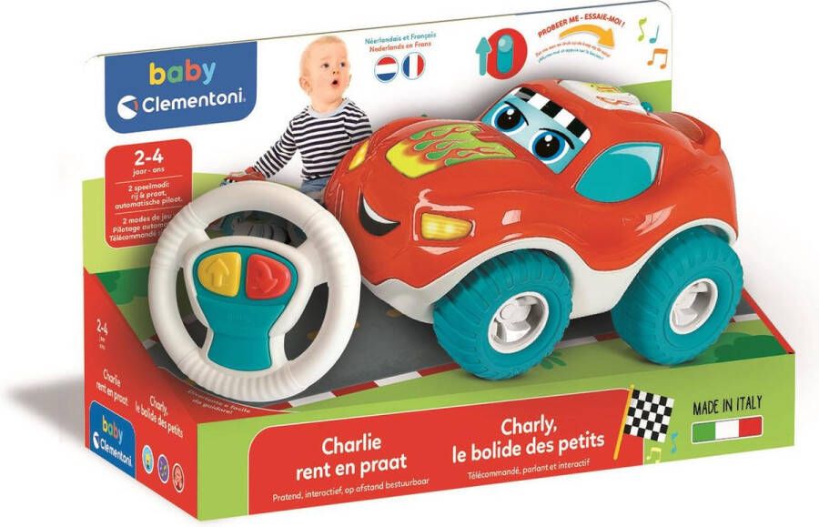 Clementoni Baby Charlie de Pratende Auto Educatief Speelgoed Bestuurbare Auto 2-4 jaar