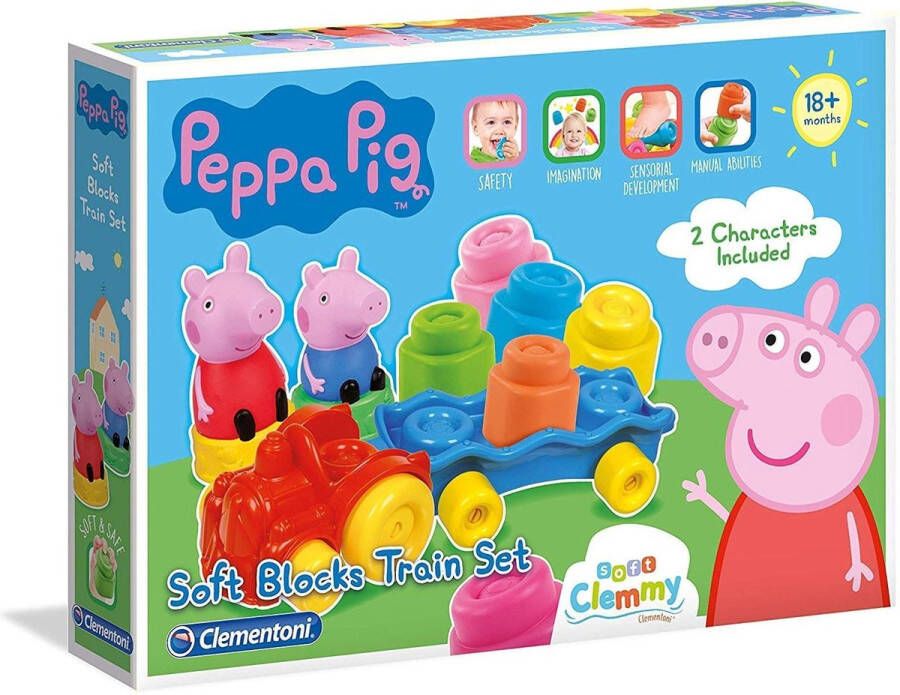 Clementoni Baby Kleine Treinset Peppa Pig Blokkenwagen 14 stukjes blokken voor kinderen
