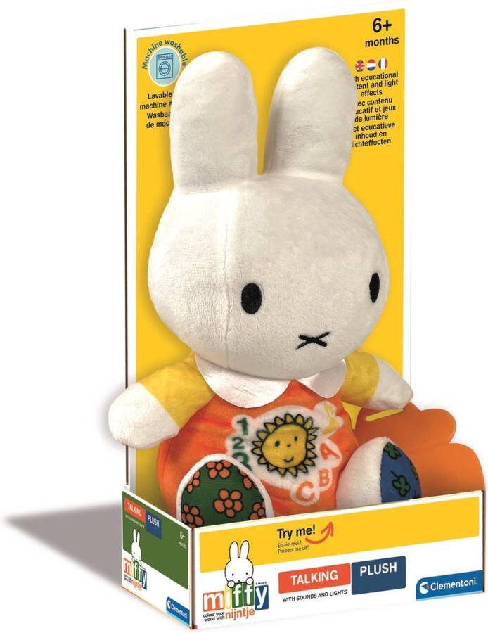 Clementoni Baby Nijntje Pratende Knuffel met Lampjes Baby Speelgoed met Geluid Interactieve Knuffel Vanaf 6 maanden