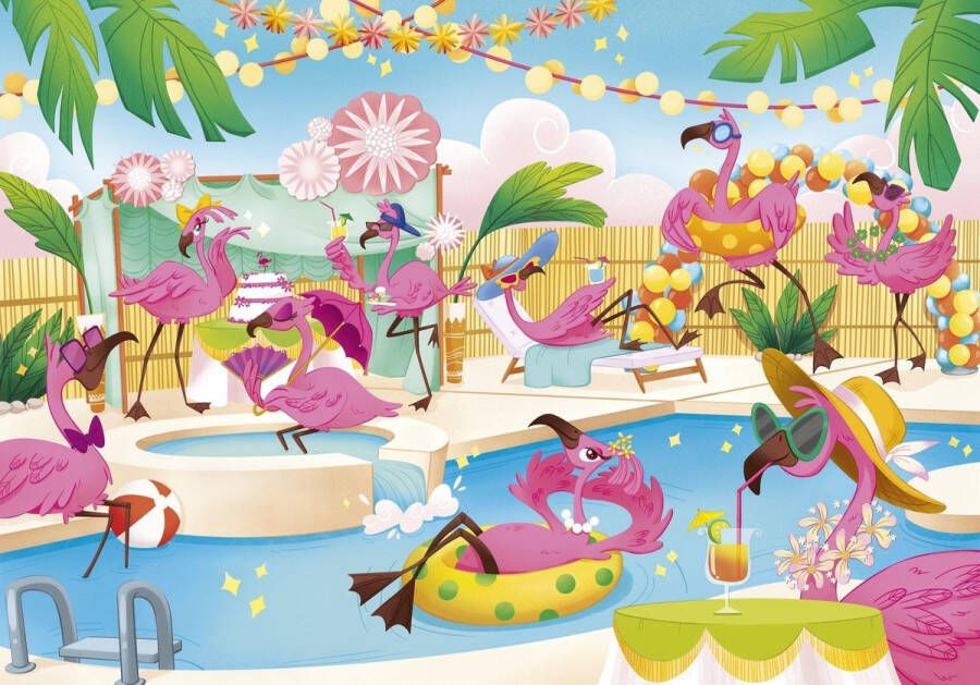 Clementoni Briljant puzzel Flamingos party 104 stukjes puzzels kinderen