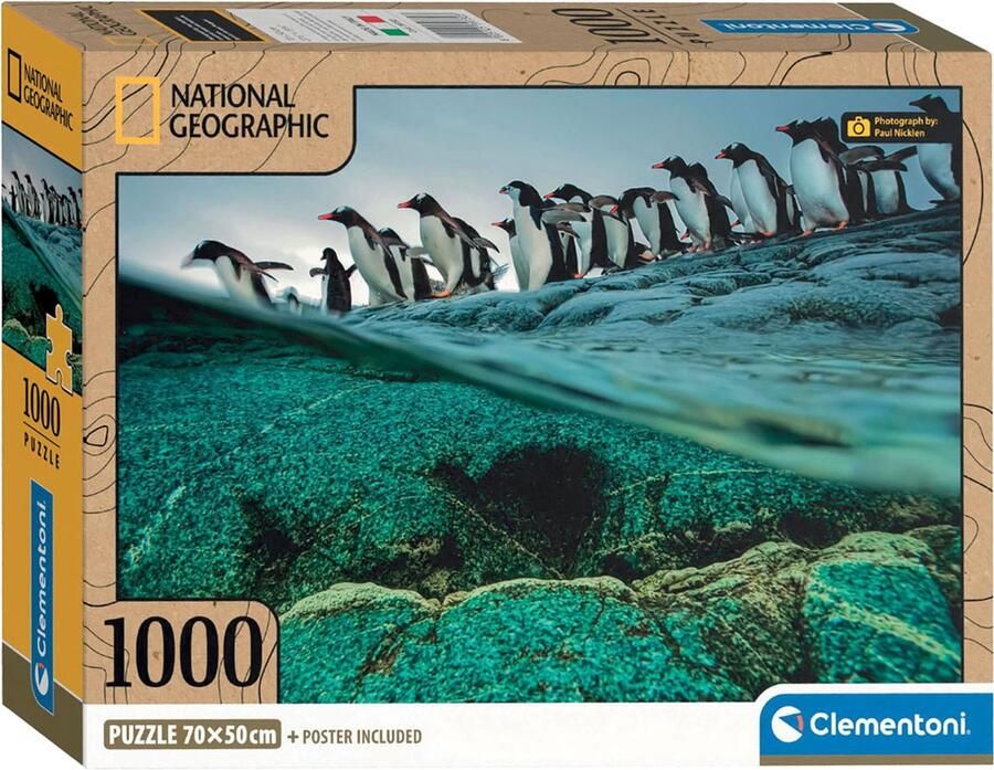 Clementoni Puzzel 1000 Stukjes National Geographics Pinguins Puzzel Voor Volwassenen