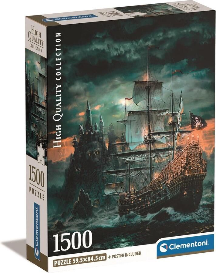Clementoni Puzzel 1500 Stukjes Compacte doos Piratenschip Puzzel Voor Volwassenen
