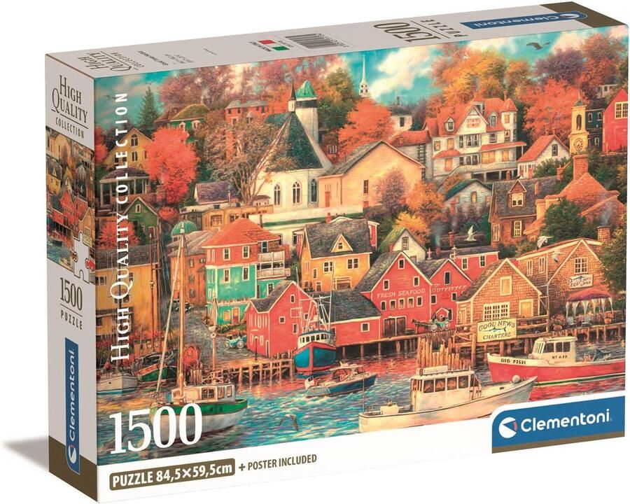 Clementoni Puzzel 1500 Stukjes Kleurrijk dorp Compacte doos Puzzel Voor Volwassenen