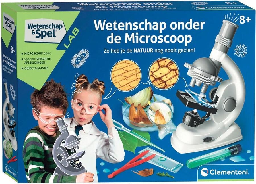 Clementoni Wetenschap & Spel Wetenschap onder de Microscoop Experimenteerdoos Scheikundelab Vanaf 8 jaar