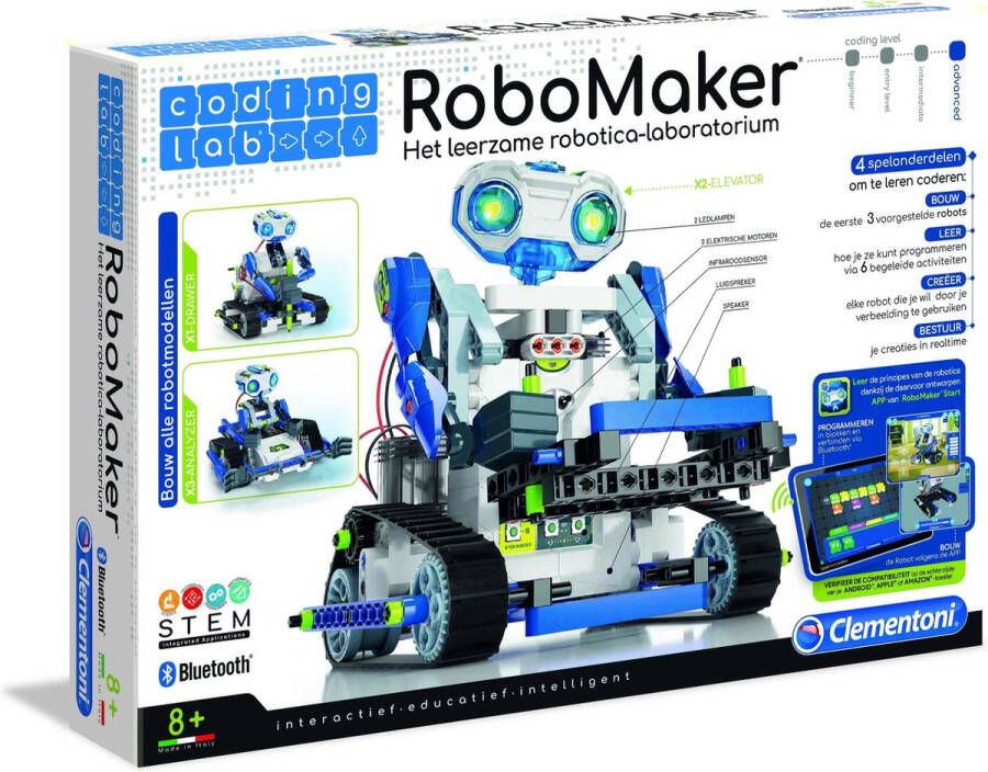 Clementoni Coding Lab Robomaker Start Robot speelgoed Bouw 3 verschillende Robots STEM-speelgoed