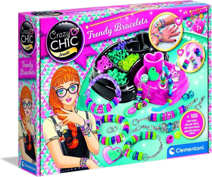 Clementoni Crazy Chic Armband Met Kleurrijke Ringetjes hobbypakket armbanden maken kinderen