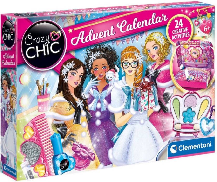 Clementoni Crazy Chic Kleuren & Knutselen Advent Calendar Lovely Time Speelgoedmake-up voor Meisjes 6+ jaar 18673