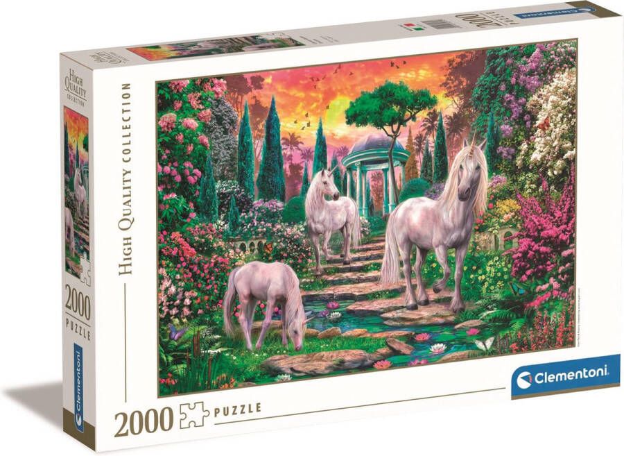 Clementoni Puzzel 2000 Stukjes High Quality Collection Classical Garden Unicorns Puzzel Voor Volwassenen en Kinderen 10-99 jaar 32575