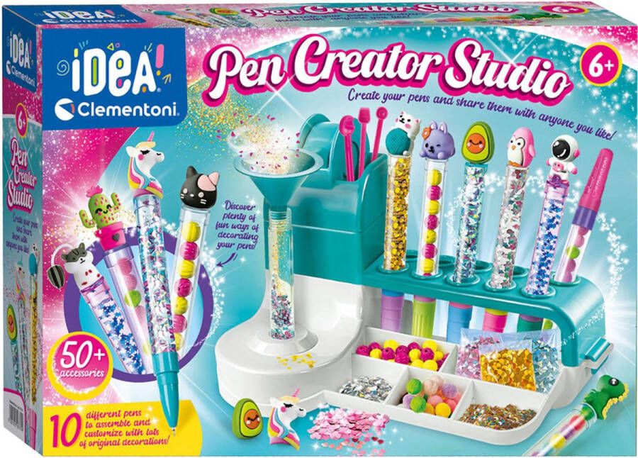 Clementoni iDea Pennen Creatiestudio Knutselpakket vol Accessoires Kawaii Glitterpennen Het Creatieve Cadeautje Vanaf 6 jaar