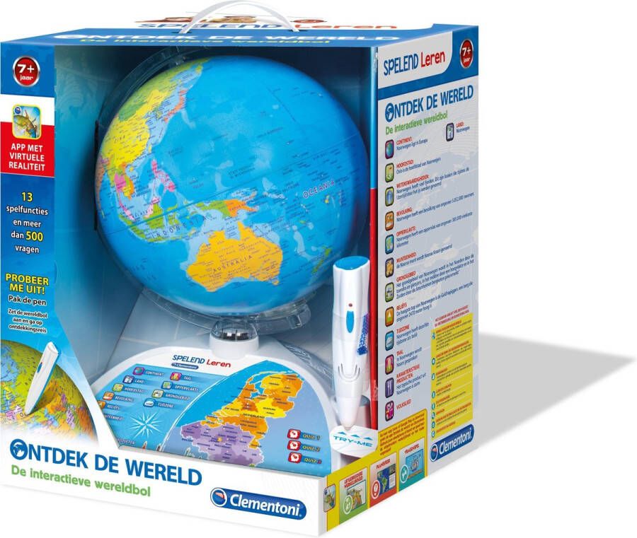 Clementoni Spelend Leren Ontdek de Wereld Interactieve Wereldbol Educatief Speelgoed 7+ jaar