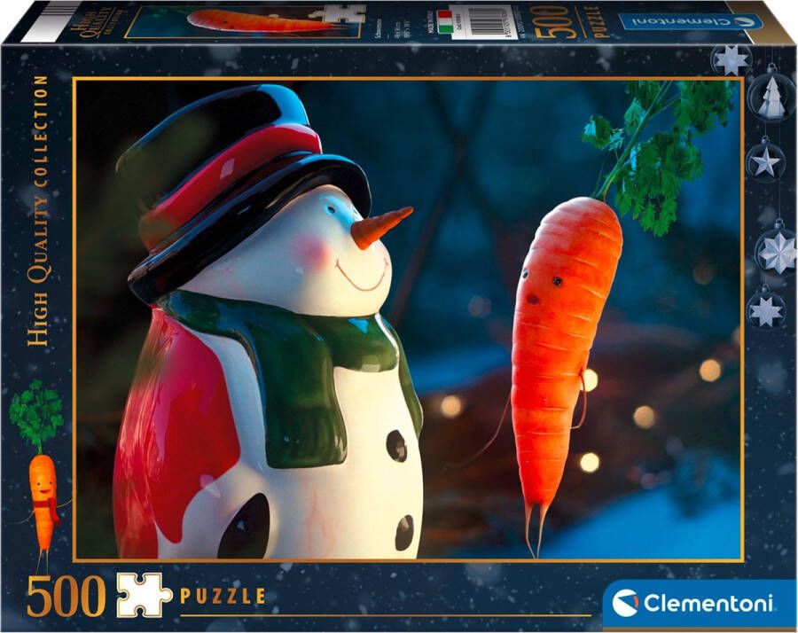 Clementoni kerstpuzzel sneeuwpop en wortel 500 stukjes volwassenen kinderen