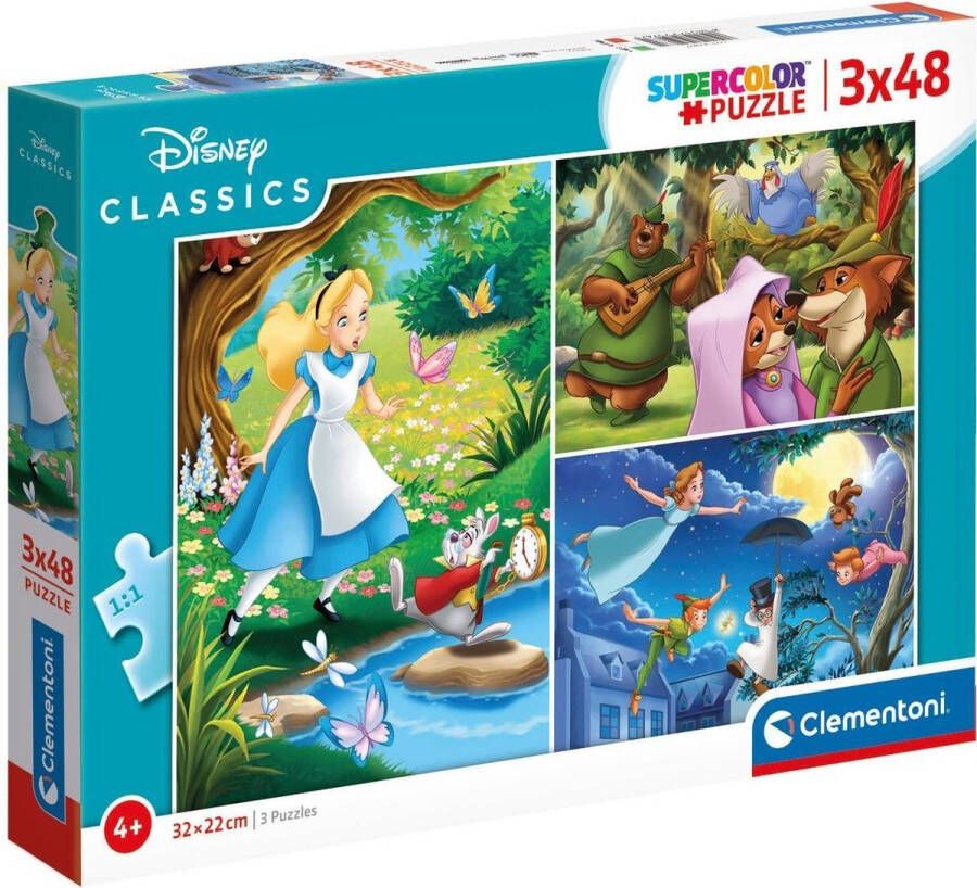 Clementoni Kinderpuzzels Disney Classics 3 Puzzels van 48 Stukjes Puzzel 4+ jaar 25267