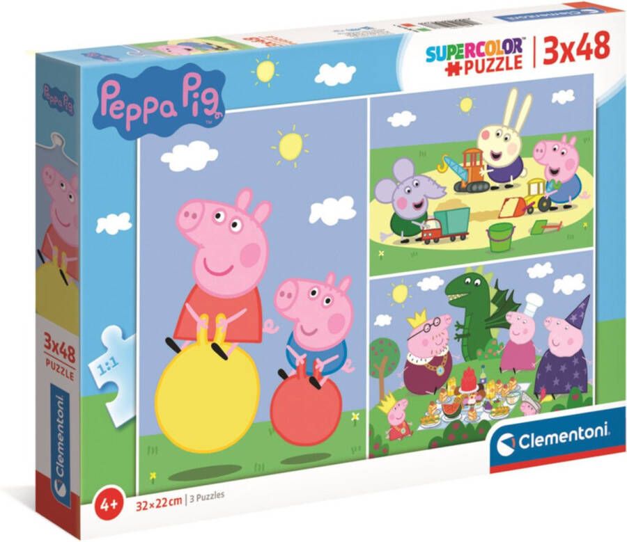 Clementoni Peppa Pig Legpuzzel Kinderpuzzel 3 Puzzels van 48 stukjes Vanaf 4 jaar