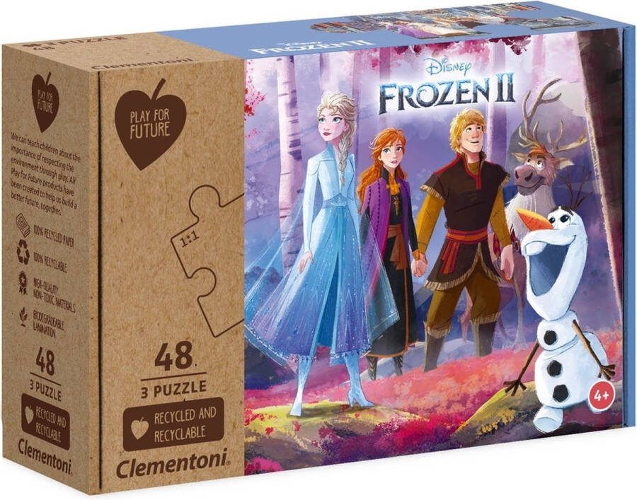 Clementoni Kinderpuzzels PLAY FOR FUTURE Frozen 3 Puzzels van 48 Stukjes Puzzel 4+ jaar 25240