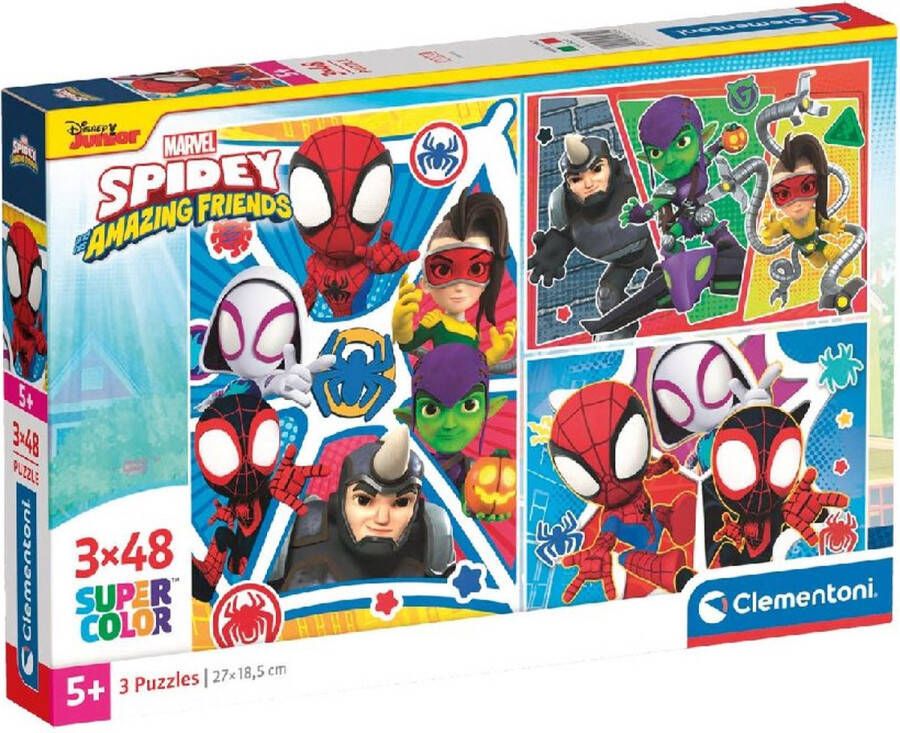 Clementoni Kinderpuzzels Spidey & His Amazing Friends 3 Puzzels van 48 Stukjes Puzzel 4+ jaar 25282