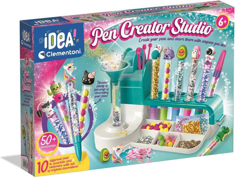 Clementoni iDea Pennen Creatiestudio Knutselpakket vol Accessoires Kawaii Glitterpennen Het Creatieve Cadeautje Vanaf 6 jaar