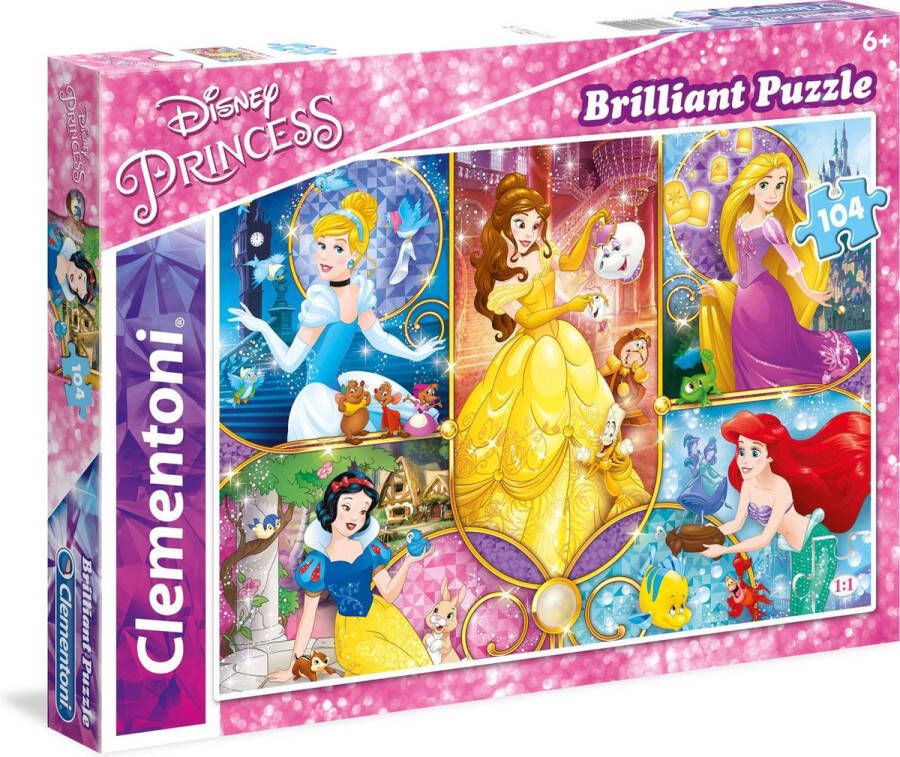 Clementoni Legpuzzel Briljant puzzel Disney Princesses 104 stukjes puzzel kinderen