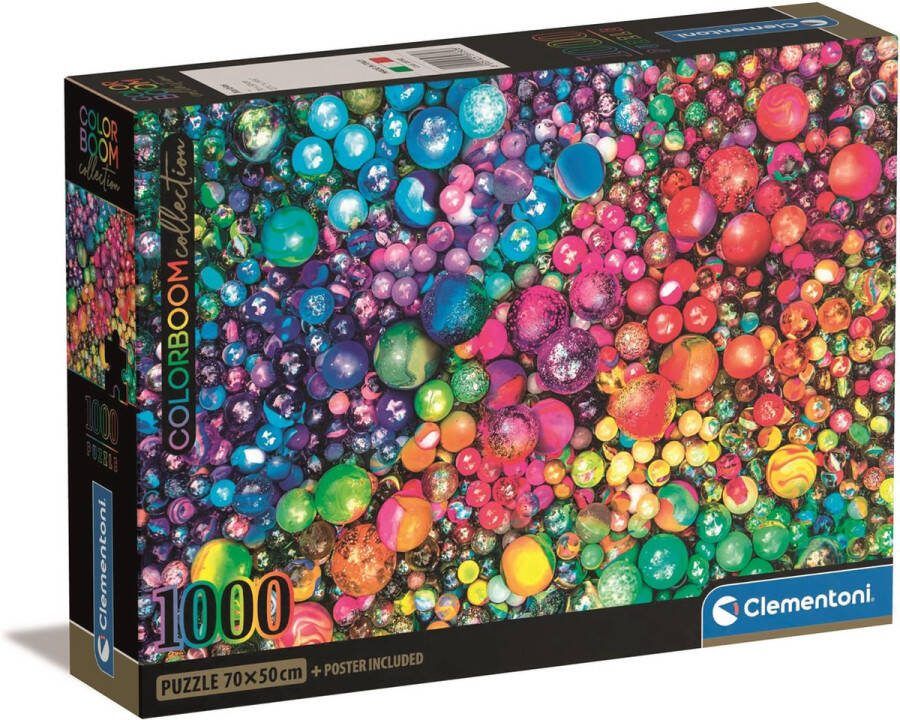 Clementoni Legpuzzel Colorboom Collection Marbles Knikker Puzzel 1000 stukjes 70x50 cm Voor Volwassenen en Kinderen vanaf 14 jaar