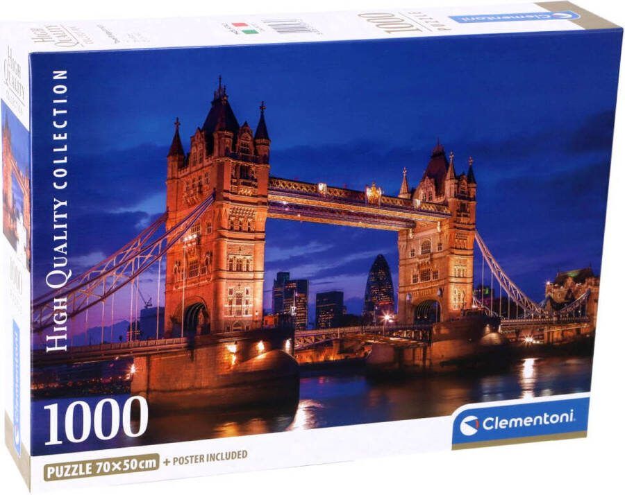 Clementoni Legpuzzel Londen Tower Bridge at Night Puzzel 1000 stukjes 70x50 cm Voor Volwassenen en Kinderen vanaf 14 jaar