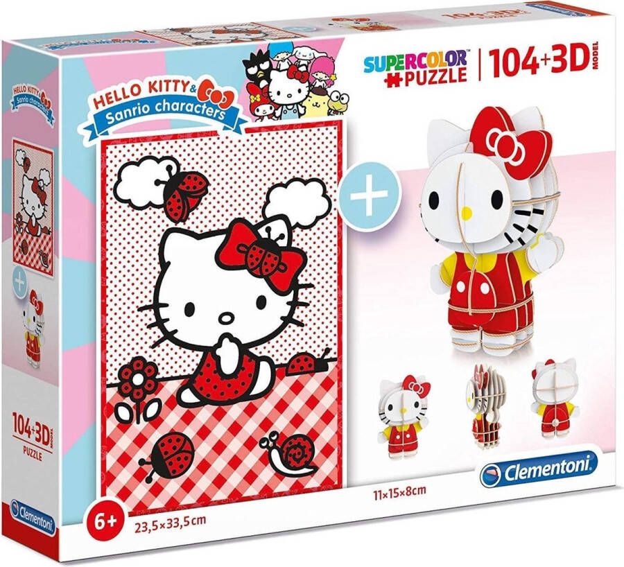 Clementoni legpuzzel met 3D-model Hello Kitty junior 104 stukjes