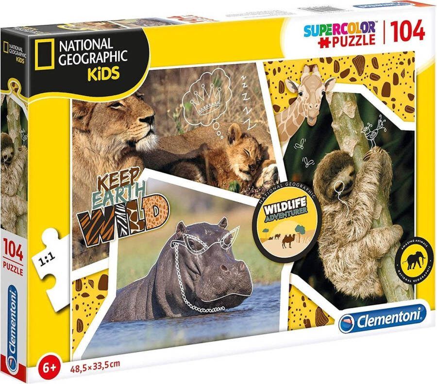 Clementoni legpuzzel National Geographic Wildlife 104 stukjes