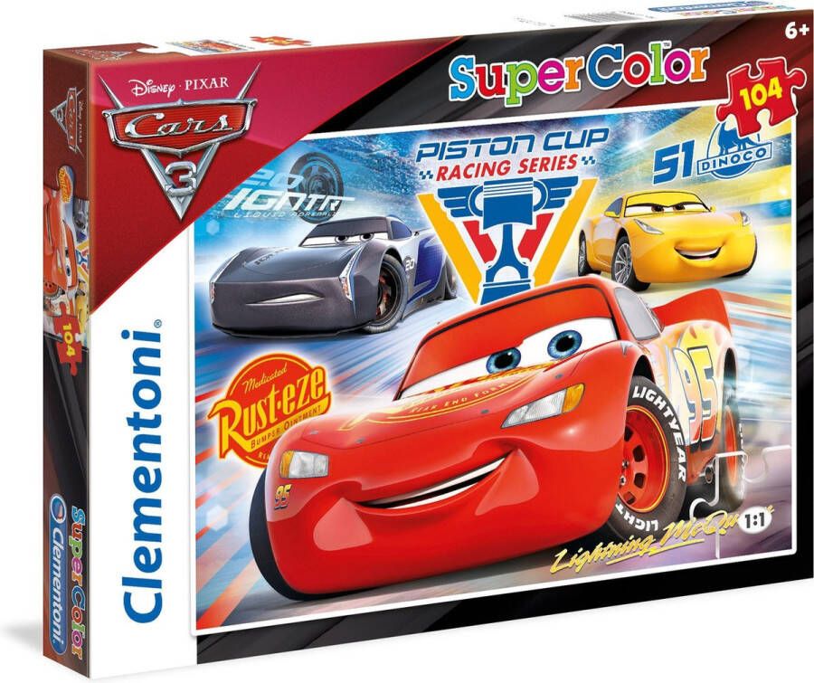 Clementoni Legpuzzel Supercolor Puzzel Collectie Disney Cars 3 104 stukjes puzzel kinderen