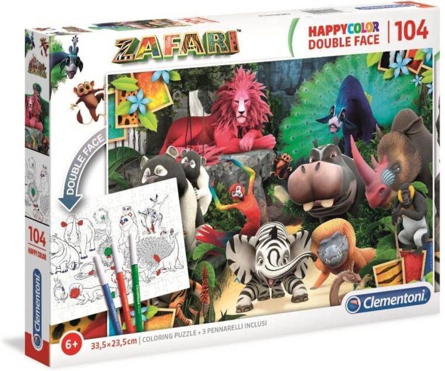 Clementoni legpuzzel Zafari karton junior 104 stukjes