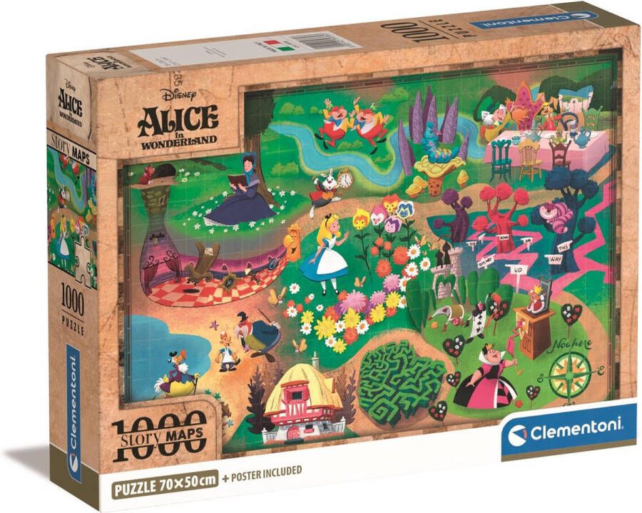 Clementoni Disney Alice in Wonderland Legpuzzel Disney Puzzel 1000 stukjes 70 x 50 cm Voor Volwassenen en Kinderen vanaf 14 jaar