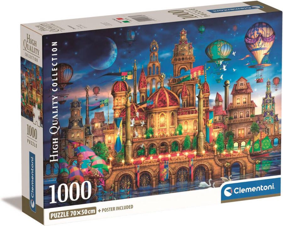 Clementoni Puzzel 1000 High Quality Collection Downtown Puzzel Voor Volwassenen en Kinderen 14-99 jaar 39778 Compact box