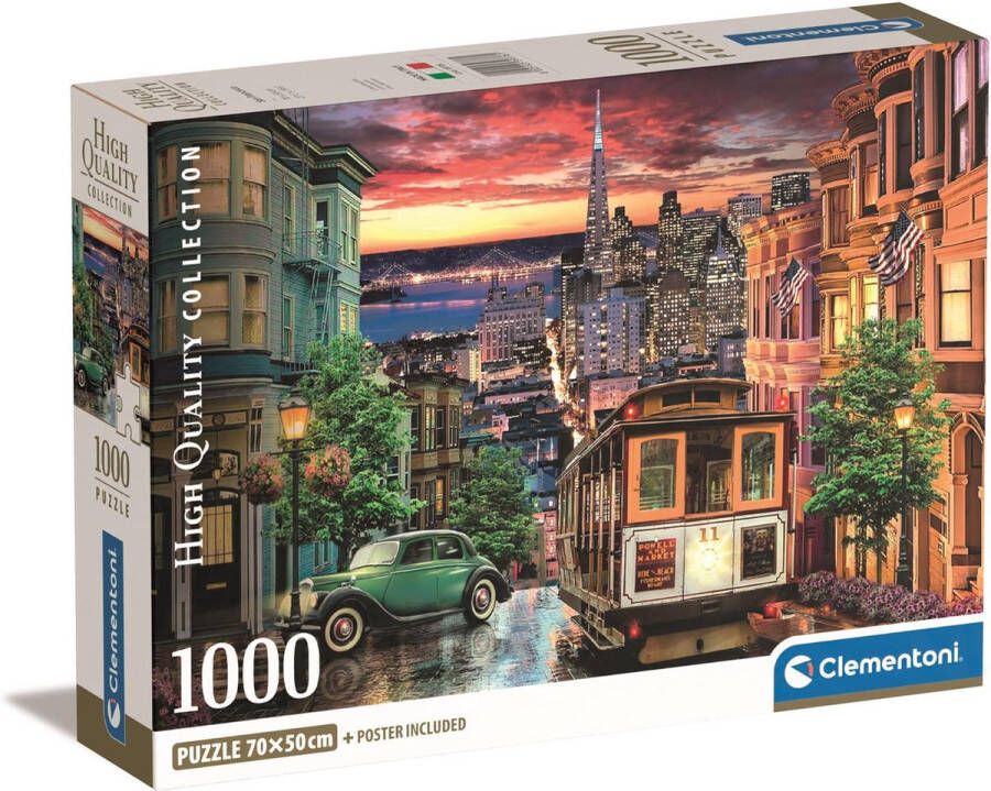 Clementoni Puzzel 1000 High Quality Collection San Francisco Puzzel Voor Volwassenen en Kinderen 14-99 jaar 39776 Compact box