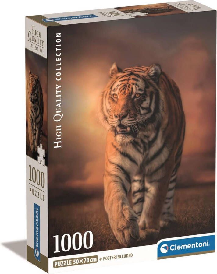 Clementoni Tiger Legpuzzel Tijger Puzzel Dieren Puzzel 1000 stukjes 70x50 cm Voor Volwassenen en Kinderen vanaf 14 jaar