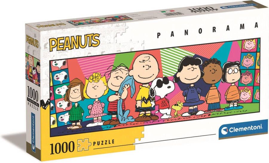 Clementoni Puzzel 1000 Panorama Peanuts Puzzel Voor Volwassenen en Kinderen 14-99 jaar 39805 COMPACT BOX