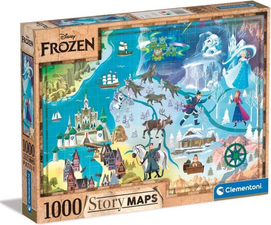 Clementoni Puzzel 1000 Stukjes Disney Maps Frozen Puzzel Voor Volwassenen en Kinderen 14-99 jaar 39666
