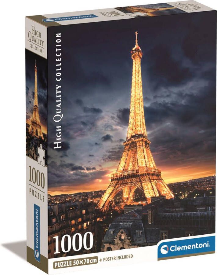 Clementoni Puzzel 1000 Stukjes High Quality Collection Tour Eiffel Puzzel Voor Volwassenen en Kinderen 14-99 jaar 39703 COMPACT BOX