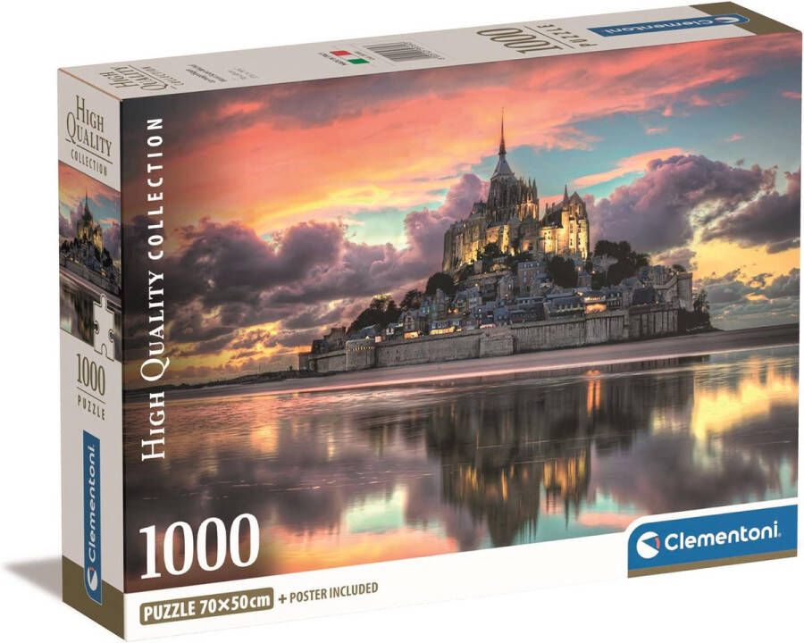 Clementoni Puzzel 1000 Stukjes Le Magnifique Mont Saint Michel Puzzel Voor Volwassenen en Kinderen 14-99 jaar 39769 COMPACT BOX