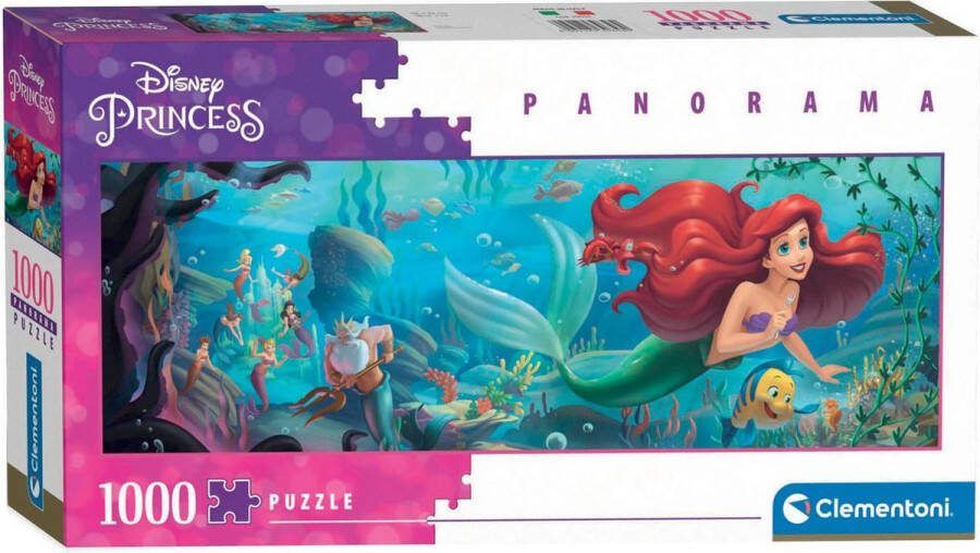 Clementoni Puzzel 1000 Stukjes Panorama Disney The Little Mermaid Puzzel Voor Volwassenen en Kinderen 14-99 jaar 39658