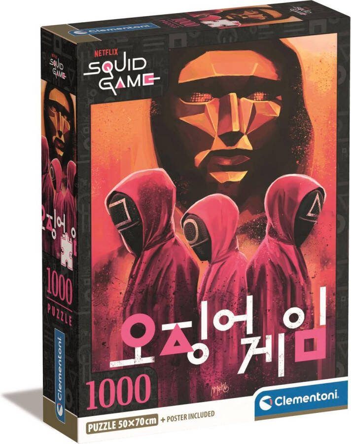 Clementoni Puzzel 1000 Stukjes Squid Game Puzzel Voor Volwassenen en Kinderen 14-99 jaar 39715 COMPACT BOX