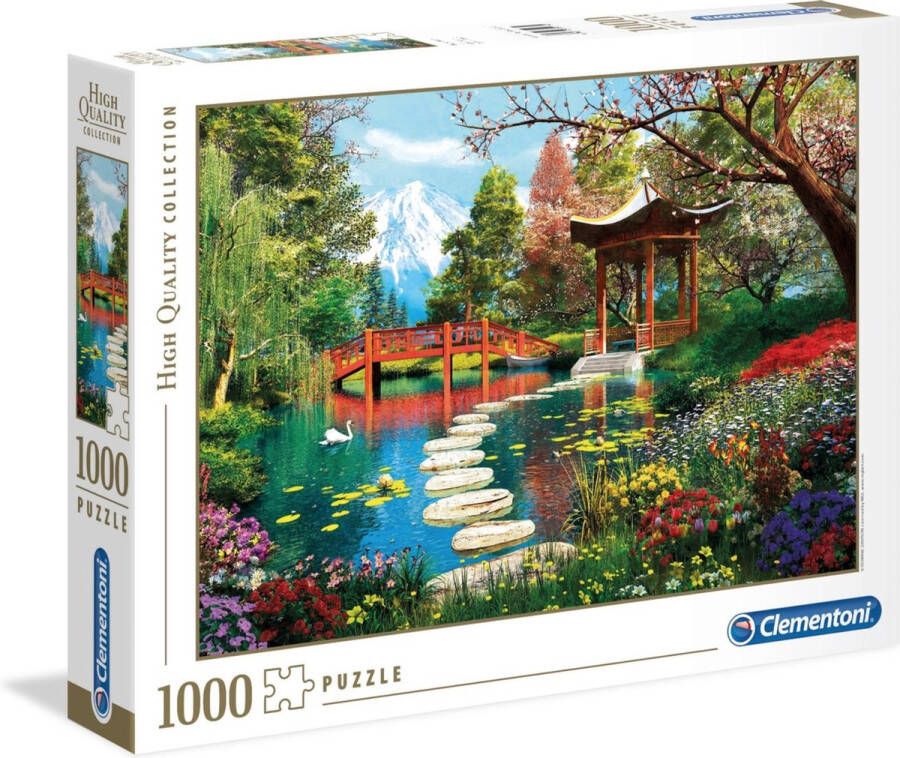 Clementoni Puzzel 1000 Stukjes Volwassenen Legpuzzel Puzzel Japanse tuin met Fuji berg uitzicht 69x50 cm Puzzel 1000 Stukjes