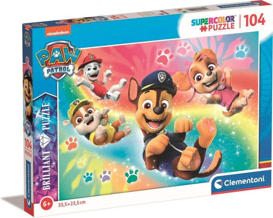 Clementoni Puzzel 104 Stukjes Brilliant Paw Patrol Kinderpuzzels 6-8 jaar 20190