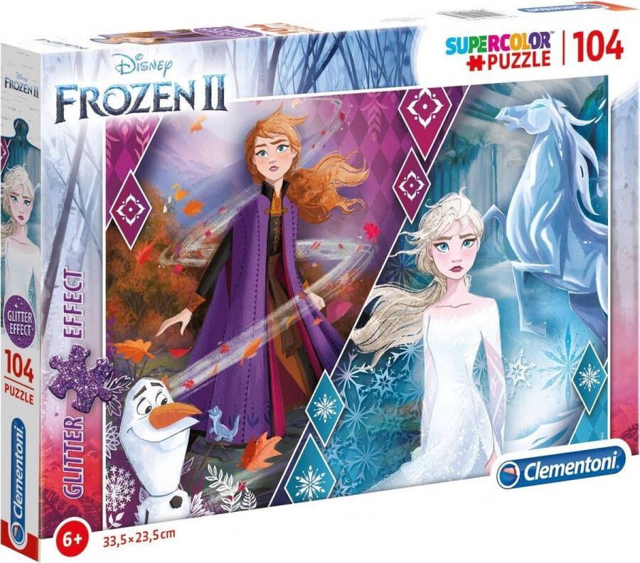 Clementoni Puzzel 104 Stukjes Glitter Frozen 2 Kinderpuzzels 6-8 jaar 20163