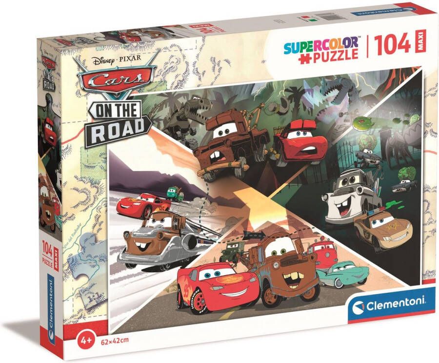 Clementoni Puzzel 104 Stukjes Maxi Cars On The Road Kinderpuzzels 4-6 jaar 23774