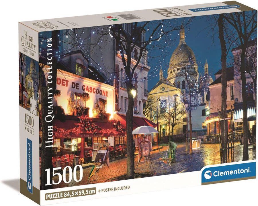 Clementoni Puzzel 1500 Stukjes Montmarte Compacte doos Puzzel Voor Volwassenen