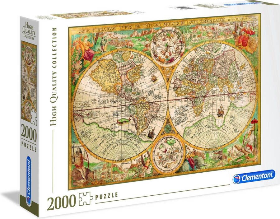 Clementoni Puzzel 2000 Stukjes High Quality Collection Ancient Map Puzzel Voor Volwassenen en Kinderen 14-99 jaar 32557