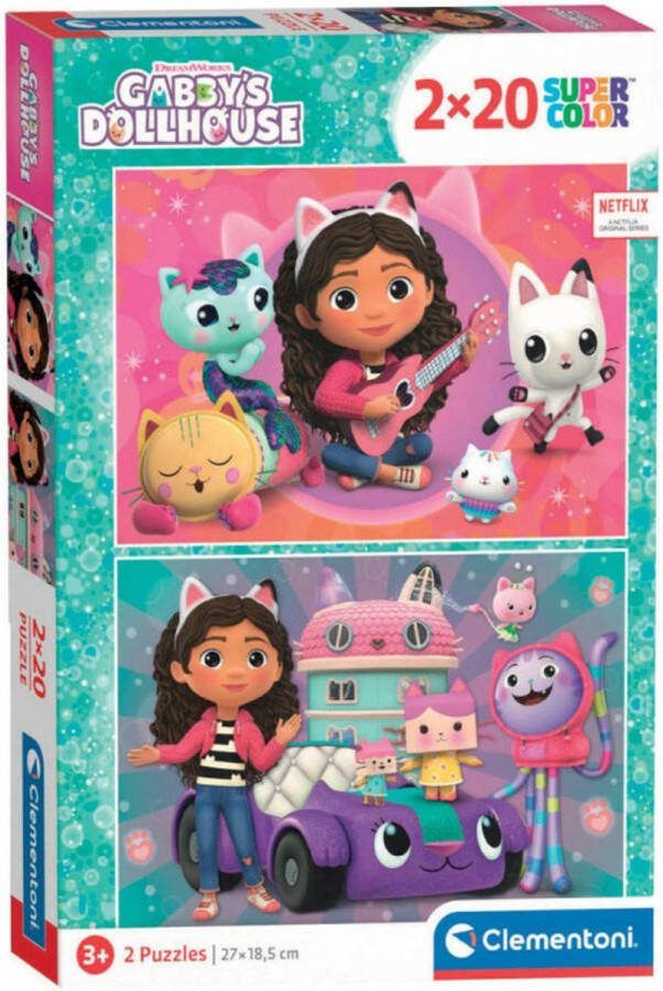 Clementoni Gabby s Dollhouse Legpuzzel Gabby's Poppenhuis Kinderpuzzel 2 Puzzels van 20 Stukjes 3 tot 6 jaar