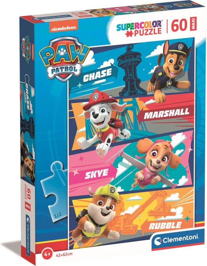 Clementoni Puzzel 60 Stukjes Maxi Paw Patrol Kinderpuzzels 4-6 jaar 26592