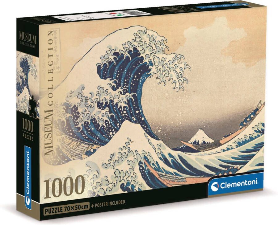 Clementoni Puzzels voor volwassenen Hokusa La Grande Onda Museum Puzzel 1000 Stukjes 14-99 jaar 39707 COMPACT BOX